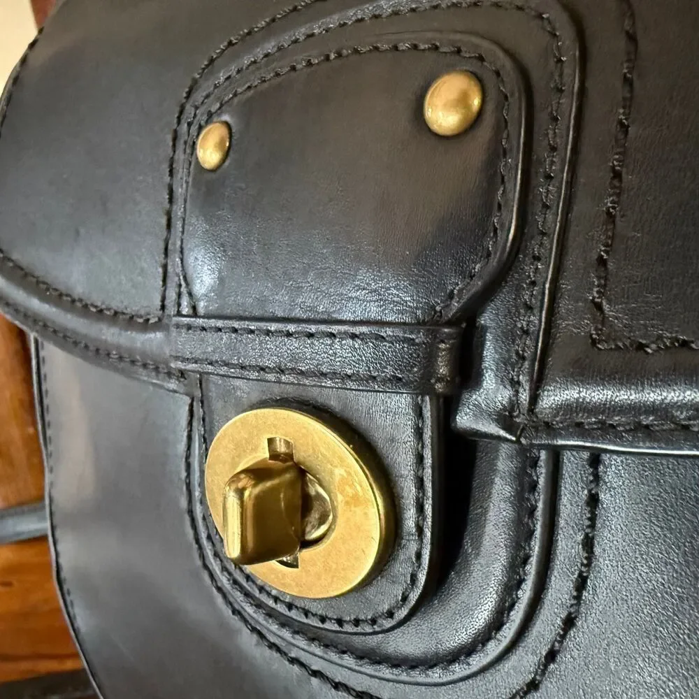 Coach Willis 70th Anniversary Black Leather Satchel Crossbody Bag 19132 Brass - Picture 14 of 17